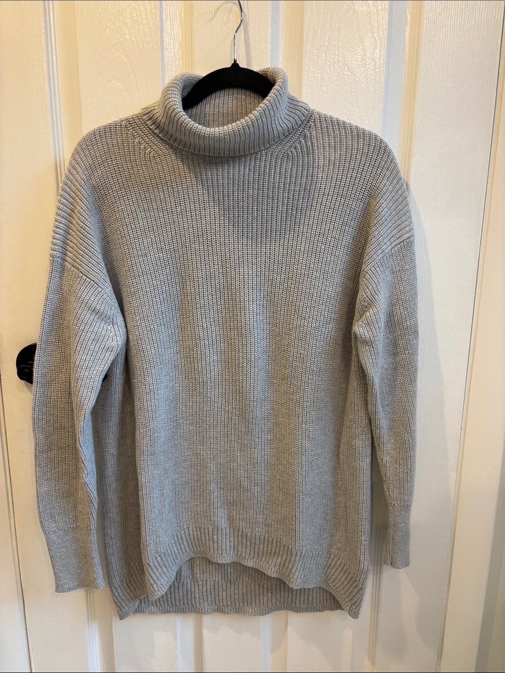 J. Crew Light Gray Ribbed Turtleneck Sweater